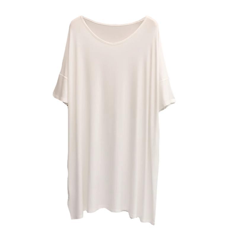 Women's Modal V-Neck Midi Dress - Loose, Plus Size, Summer Nightdress, Maternity