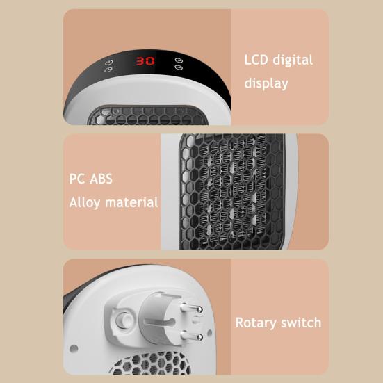 Wall-Mounted Space Heater with Adjustable Thermostat & Timer Quick Warmth Electric Heaters Portable Plug-in Room Heater for Bathroom Bedroom