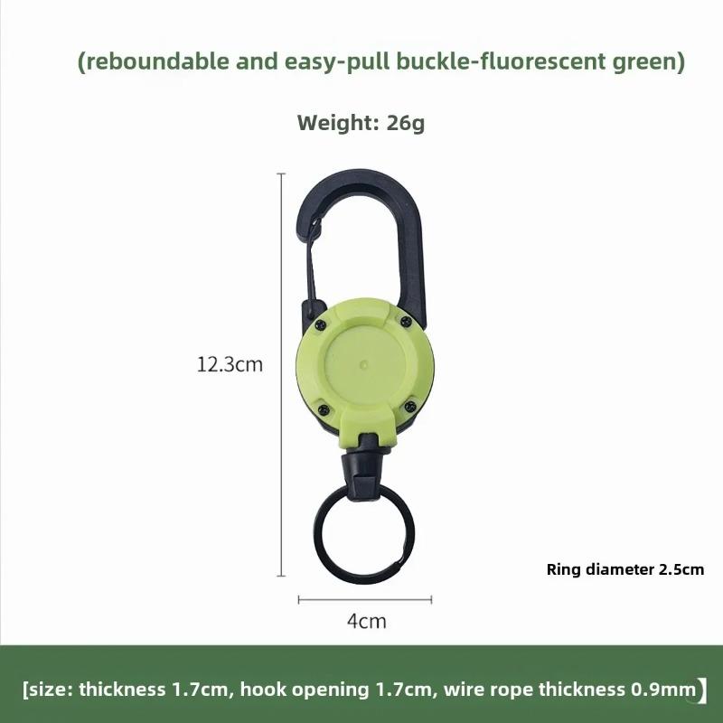 

Heavy Duty Retractable Pull Badges ID Reel Carabiner Steel Wire Rope Buckle Key Holder Outdoor Tools 1PCS фарби люмінесцентні зелений колір