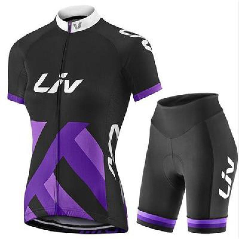 Womens Cycling Jersey Set Short Sleeve Breathable Quick-Dry UV Protection Bike Outfit