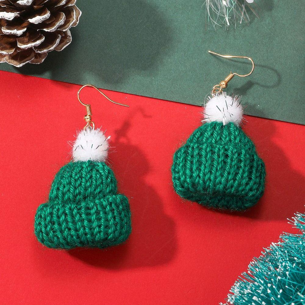 Decorated Christmas Elf Pendant Christmas Balls Santa Hat Dangle Earrings  Accessories