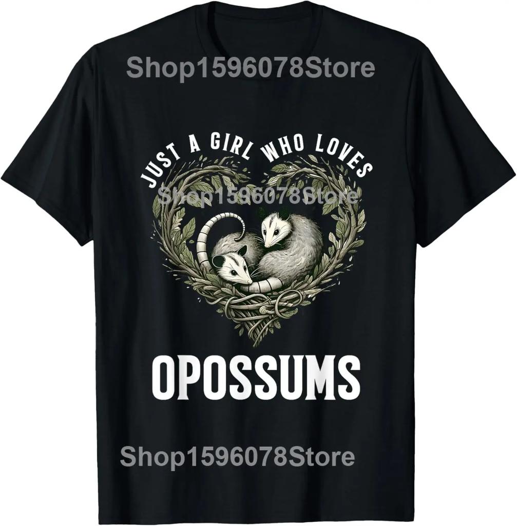 Zuerst einmal bin ich ein entzückendes wütendes Opossum Possum Wildtier T-Shirts Herren Streetwear T-Shirt Kurzarm Unisex Lockere Kleidung
