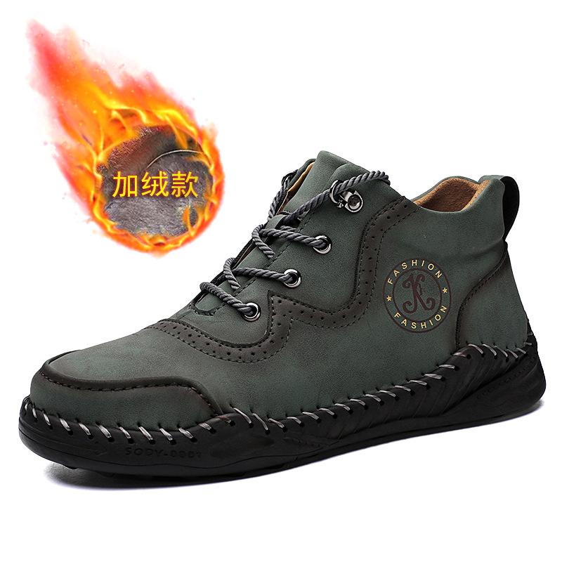 

2021 осень и зима новые мужские короткие ботинки большого размера ручной работы повседневная мужская обувь бархатные теплые ботинки Мартина 48