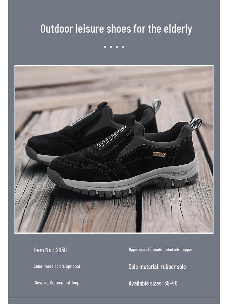 2024 Men's Outdoor Non-Slip Walking Shoes – Large Size, Easy Slip-On for Middle-Aged & Elderly
