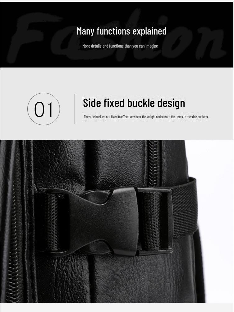 Men's PU Leather Business Travel Backpack: Retro Style, Large Capacity, Perfect for High School and Casual Use.