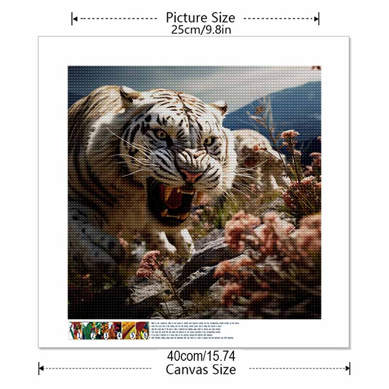 New Arrival 5D DIY Full Circle Diamond Painting "Tiger Roar" Embroidery Cross Stitch Home Decor Gift