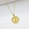 Virgin Mary St. Jude Prayer Shining Rhinestone Pendant Necklaces Gold color Women/Men Religious Neck Jewelry for Daily Wear