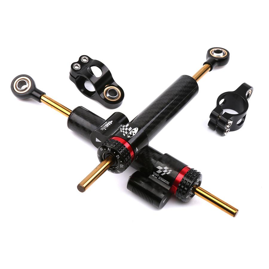 250mm/9.8" Aluminum Motorcycle Steering Damper Stabilizer Rod 16 Adjustment Gear