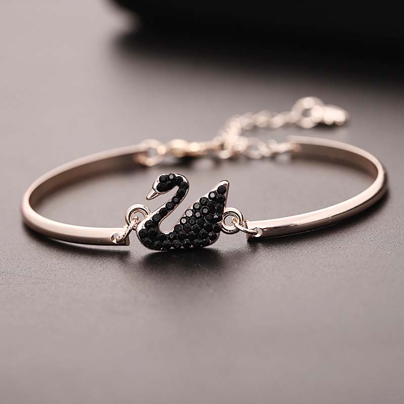 Luxury Zircon Charm Bracelet Jewelry Accessories for Women's Party Gifts Fashion Gold Rose Gold Swan Bangle