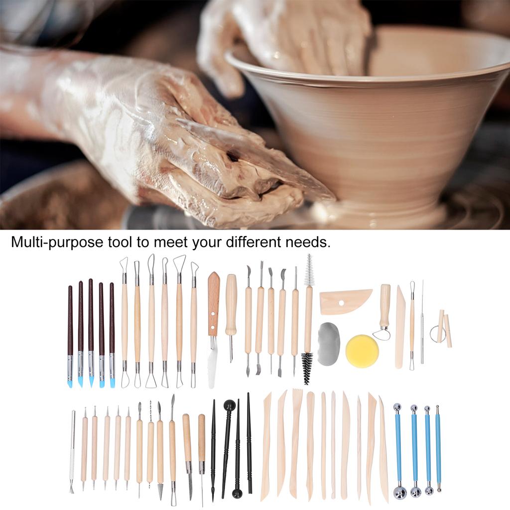 57Pcs Pottery Tools Set Multi Function Clay Sculpting Carving Trimming Knife Boxed
