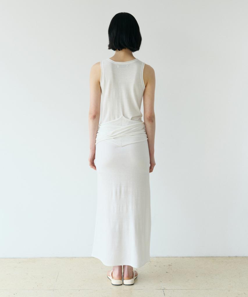 Loutaideu Henley Neck Wrap Knit Dress [White]