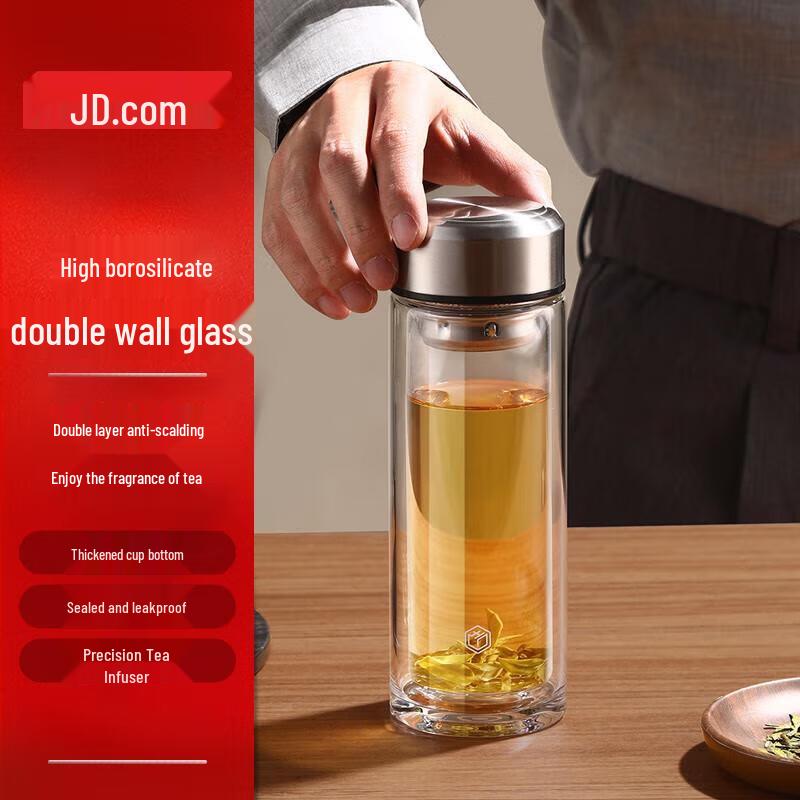 

Jingdong Zhizao Double-Wall Glass Tea Infuser Mug