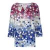 Women's T Shirt Independence Day Print Button 3/4 Sleeve Daily Weekend Fashion Basic V- Neck Regular Top