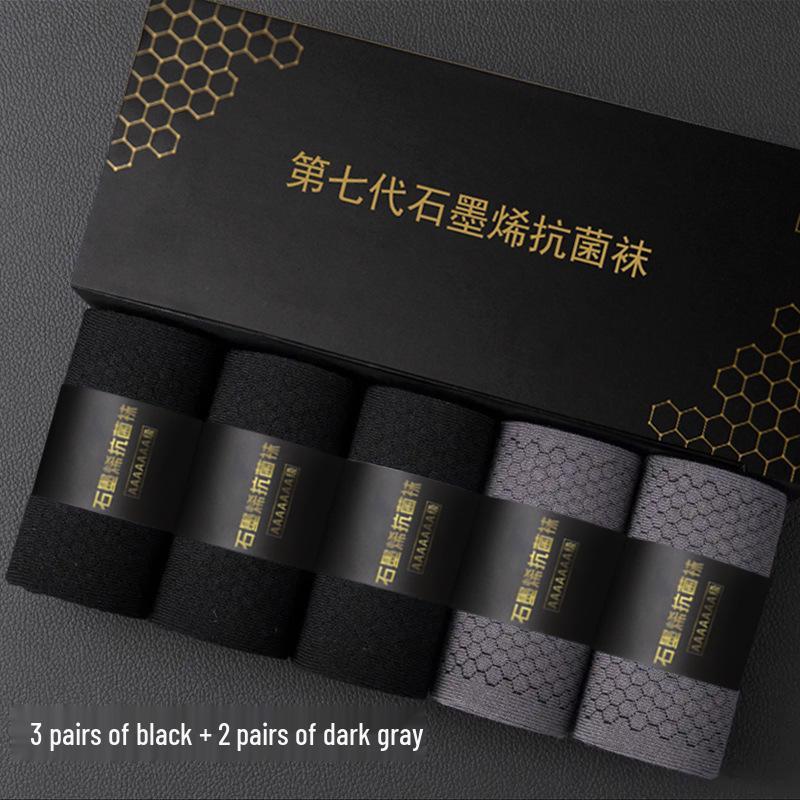 Ginger Graphene Men's 7th Gen Antibacterial Business Mid-Calf Socks, Breathable, Sweat-Absorbent Cotton for Autumn/Winter