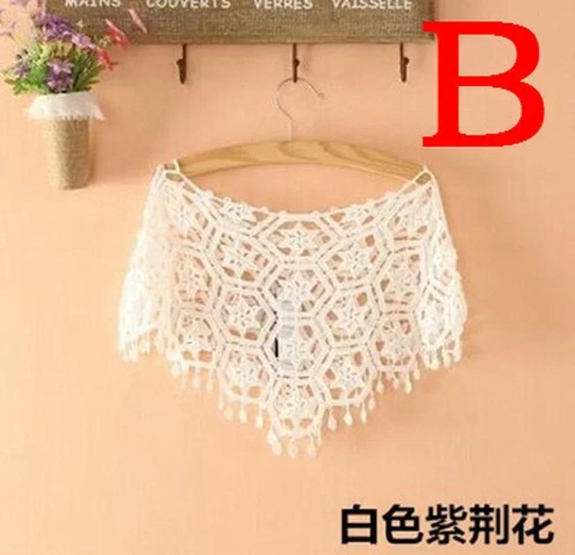 Out Hijab Scarf Elegant Ladies Shawl Fashion Tassel Lace Scarf Women Fashion Hollow Hook Flower Short Small Vest Cover