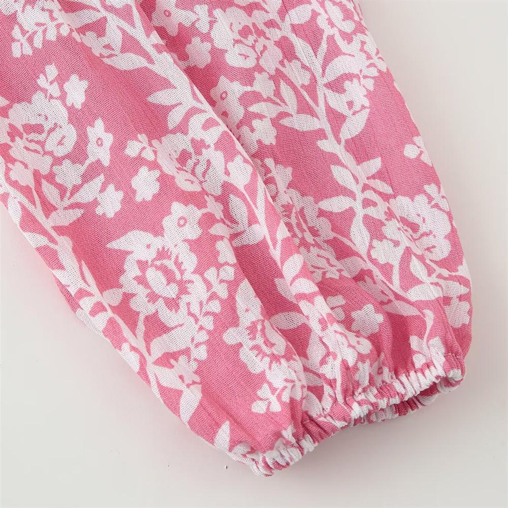 2025 Floral Print Elastic Waist Dress - Women's Spring/Summer Sweet Vacation Style