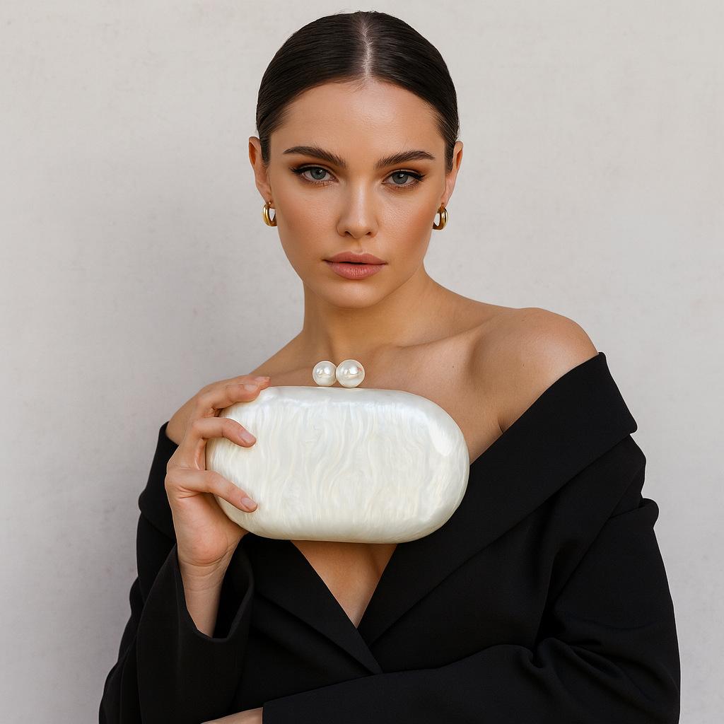 Acrylic Ladies Dinner Bag, Celebrity Fashion Shoulder Crossbody Wedding Banquet Clutch Bag слоновая кость