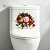 Holiday Theme Surface Sticker Christmas Crack Toilet Seat Cover Sticker, Cute 3D Elf Boy Snowman Broken Self Adhesive Decal Through Wall Waterproof
