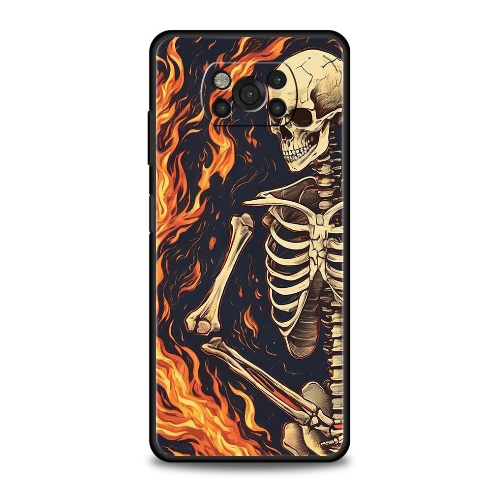 Skeleton Skull Phone Case for Xiaomi Poco F7 F6 F5 F4 F3 X6 X5 X4 X3 NFC F7 Ultra M4 C51 C55 GT 5G Soft TPU Cover Fundas Capas