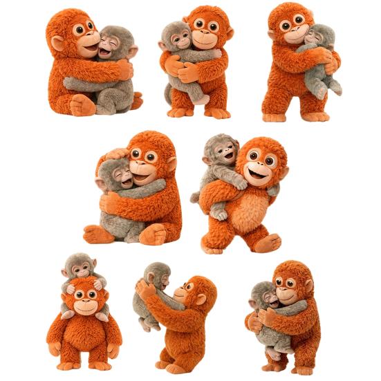 Punch Monkey Plush Pendant 2D Flat Texture Decorative Hanging Pendant Bags Backpacks Cars Wallets