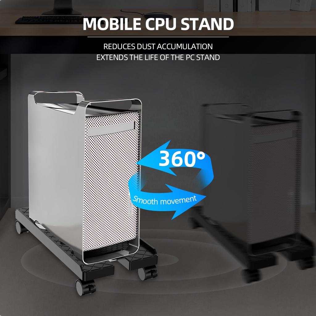 Adjustable Computer Tower Stand Fits PC Mobile CPU Stand Ventilated PC Tower Stand Under Desk CPU Holder for Desk Accessories