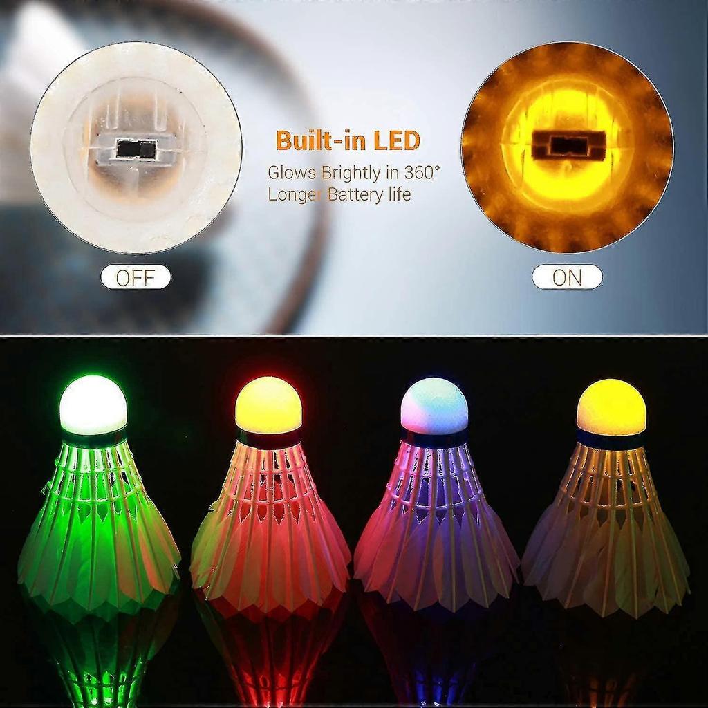 Badminton Shuttlecock Set Of 6 Led Badminton Shuttlecocks Birdies Lighting Glow In The Dark Badminton Shuttlecock Birdie Badminton compatible Indoor /