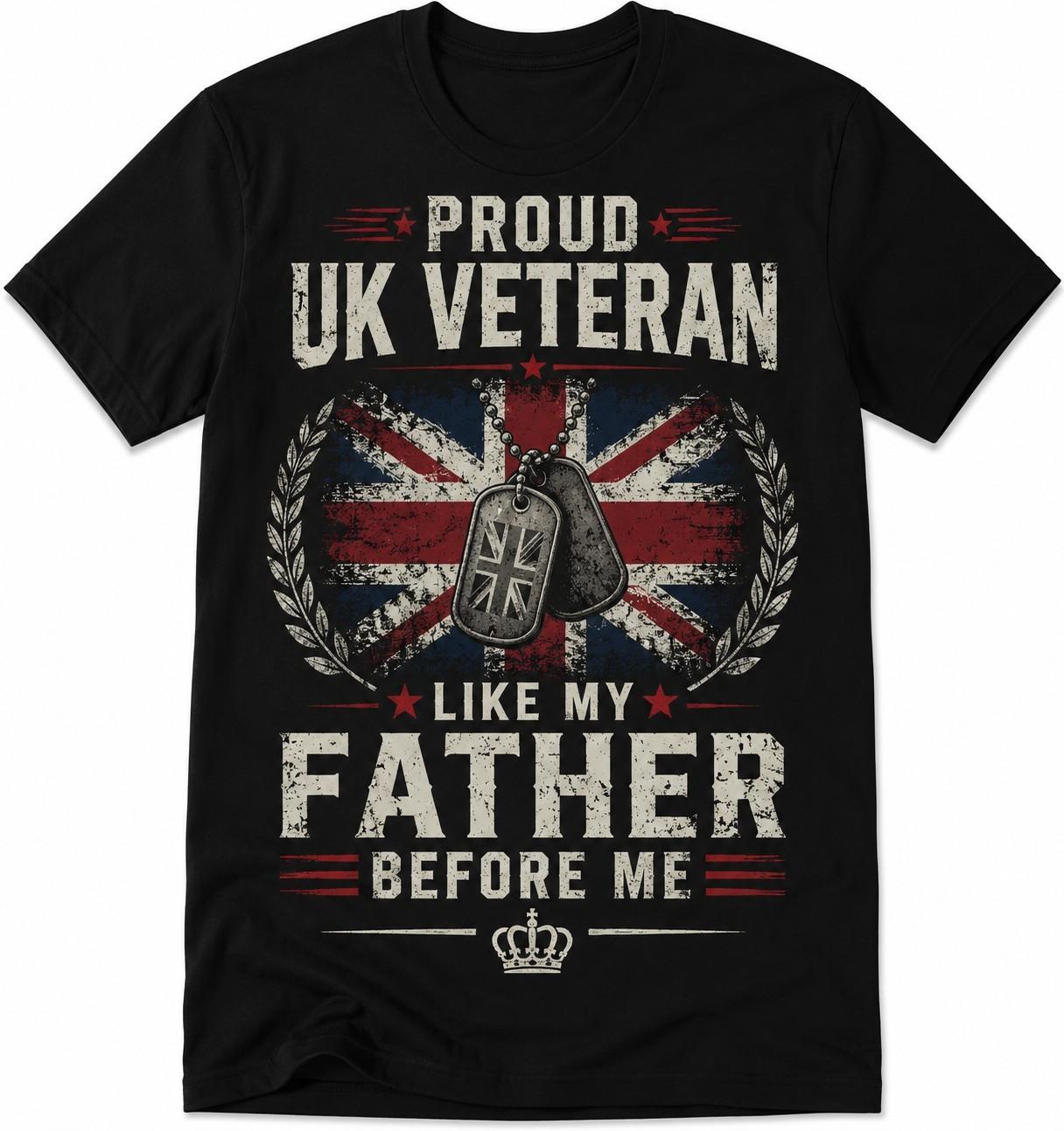 Proud UK Veteran T-Shirt Like My Father Before Me British Military Graphic Tee S разноцветный