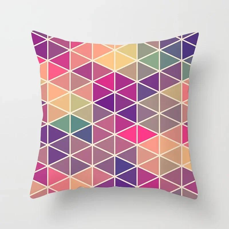 45X45Cm Geometric Yellow Red Blue Pillowcase Polyester Cushion Cover For Sofa Cushion Nordic Home Decor Pillowcase