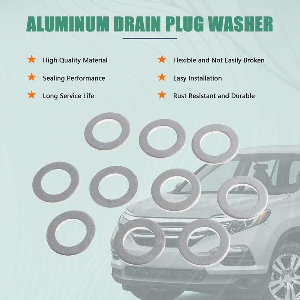 10pcs Engine Oil Drain Plug Washer Gaskets 14mm 94109-12000 Aluminum For Honda For Acura Civic Odyssey For CRV Auto Parts Engine Gaskets 6