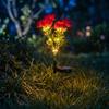 Solar Powered Peony Artificial Flower Light Outdoor Garden Stake with LED Bulbs for Yard Pathway Patio Decoration