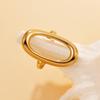 Adjustable Geometric Oval Stainless Steel Ring In Minimalist Style