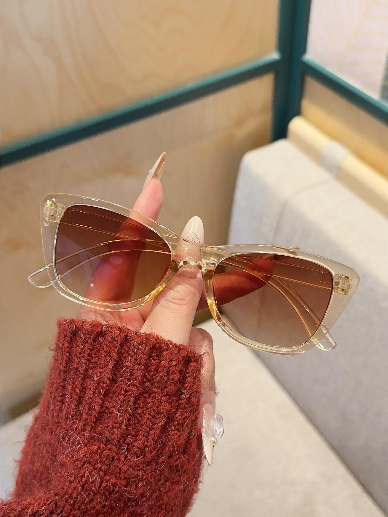 

1 шт. Модные очки с оправой «кошачий глаз», прочный материал ПК, классическое сочетание цветов, идеально подходят для вечеринок, праздничные подарки, унисекс