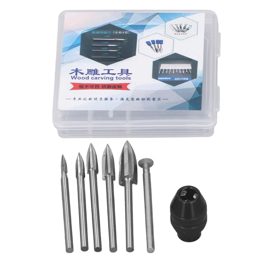 Woodworking Carving Bit with 3.0mm Shank High Speed Steel 3 Flute Engraving Bit Wood Carving Tools 5Pcs 3 Flute Bits,