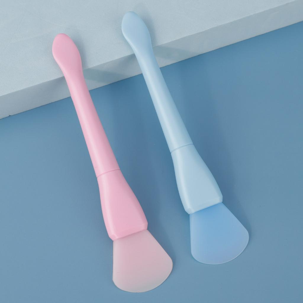 New product with digging spoon double head silicone mask brush silicone soft head mud mask brush digging apply makeup remover c