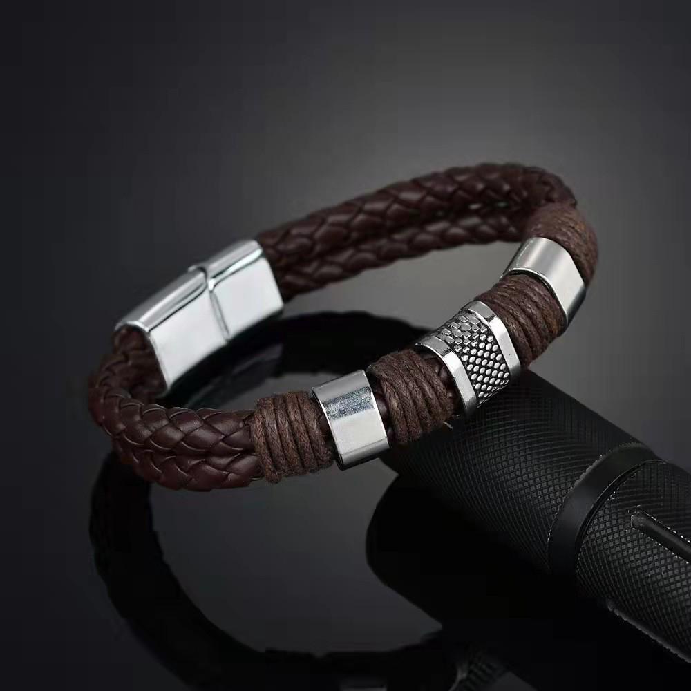 

Men’s Multi-Layer Leather Bracelet with Magnetic Clasp