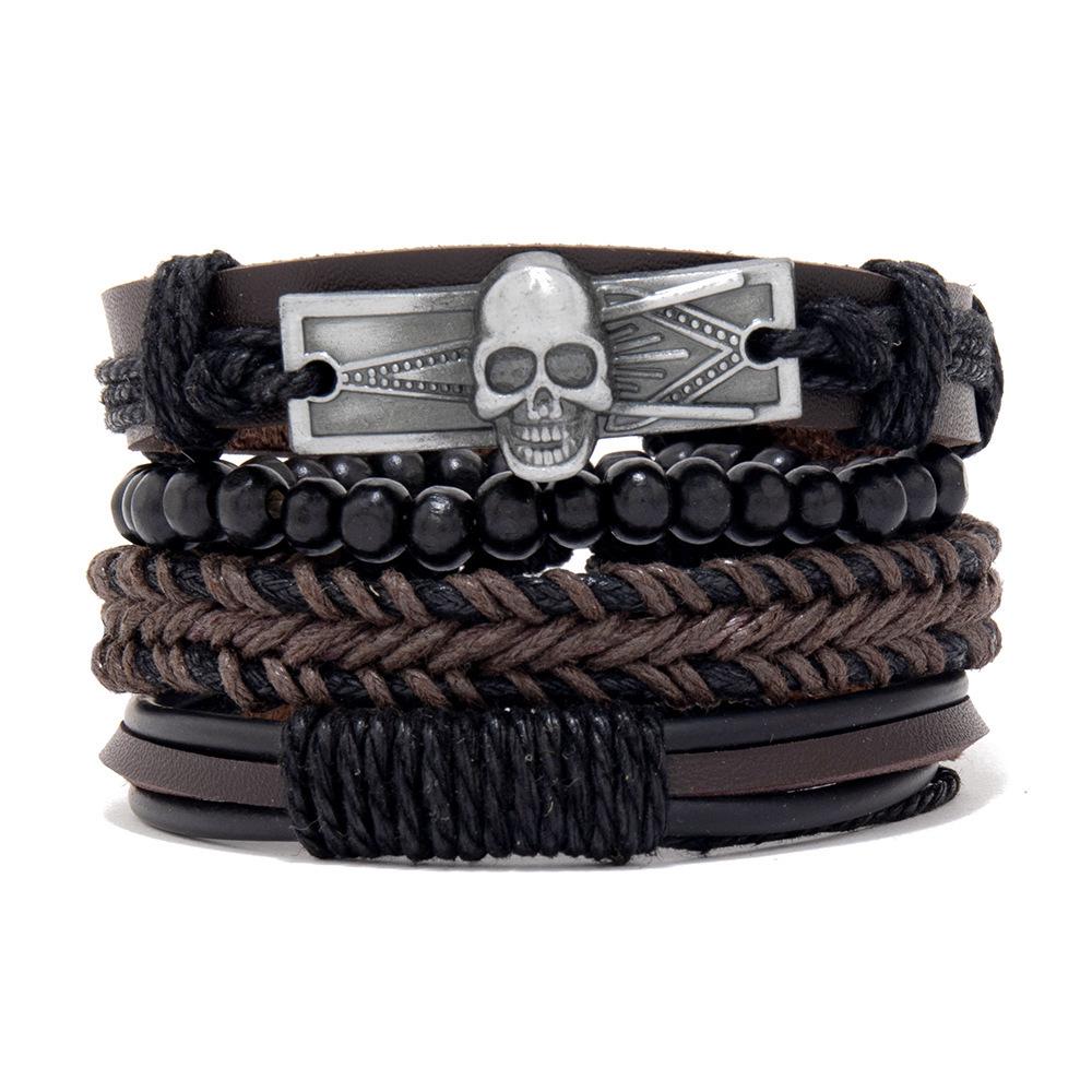 Unisex Handmade Woven Leather Bracelet - European and American Style Jewelry