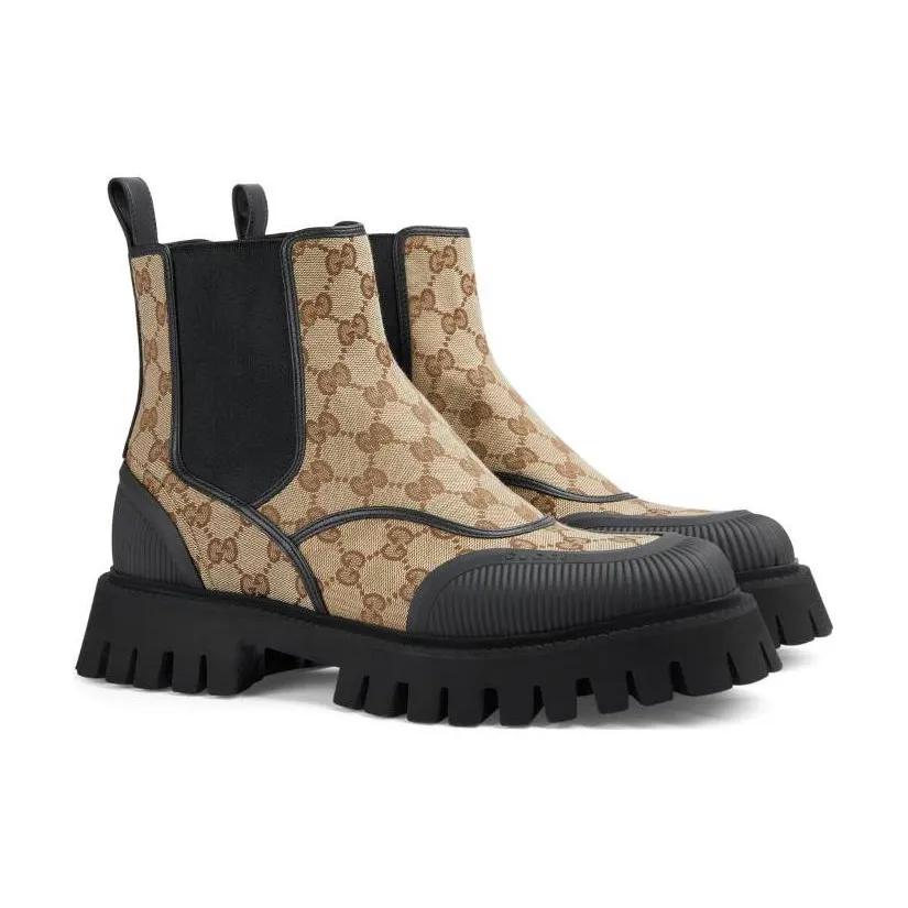 Gucci GG Ankle Boot 'Beige Ebony' (Unisex) Beige / Ebony Chelsea Boots 739777 FABSQ 9751