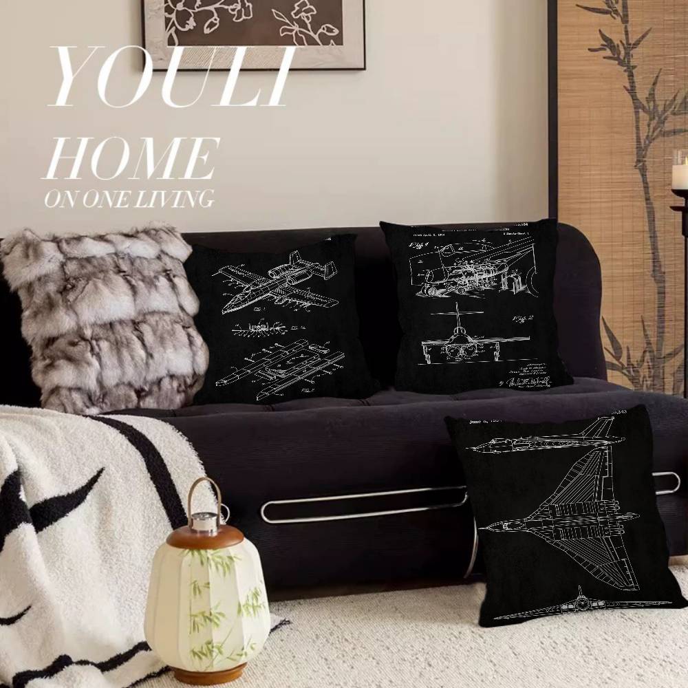 Aircraft Patent Personalized Pillow Cover Kids Bedroom Wild Party Decor Pillowcase Kid Birthday Shower Gift