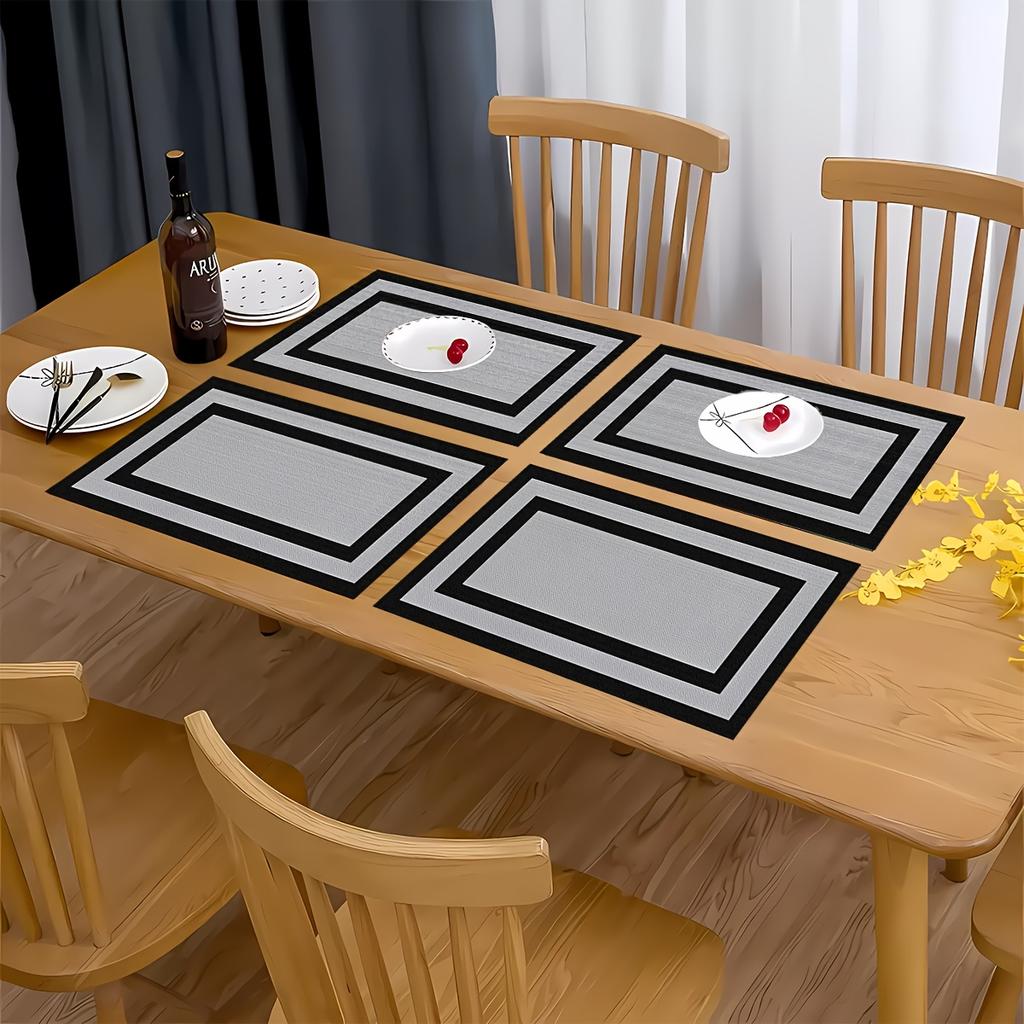 4/6pcs Simple Solid Color Placemats, Rectangular Table Mats, Suitable for Restaurant and Kitchen Decoration, Very Suitable for Family Gathering Table