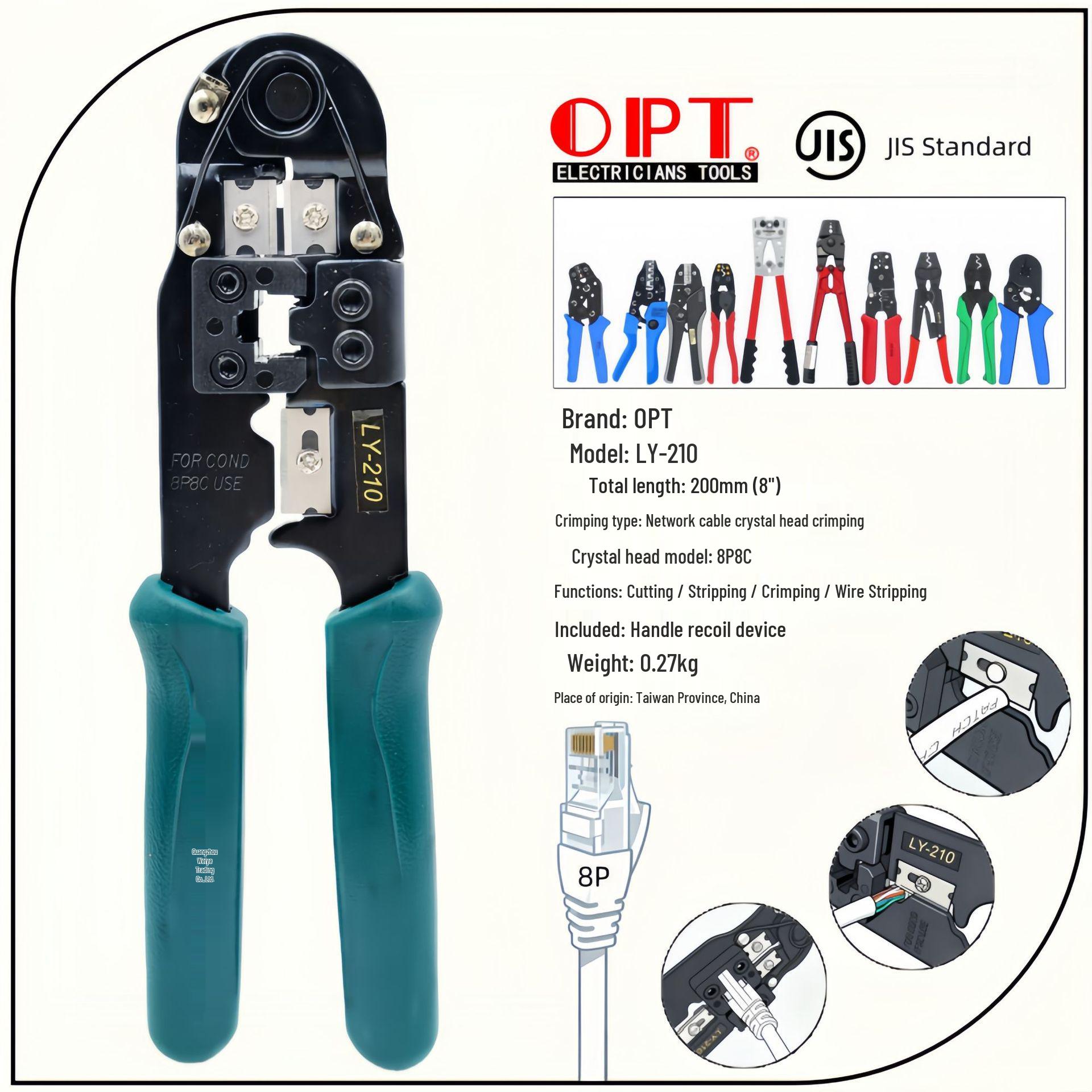 

Taiwan OPT Network Cable Crimping Pliers LY-210 LY-5684 for 4P/6P/8P Crystal Head
