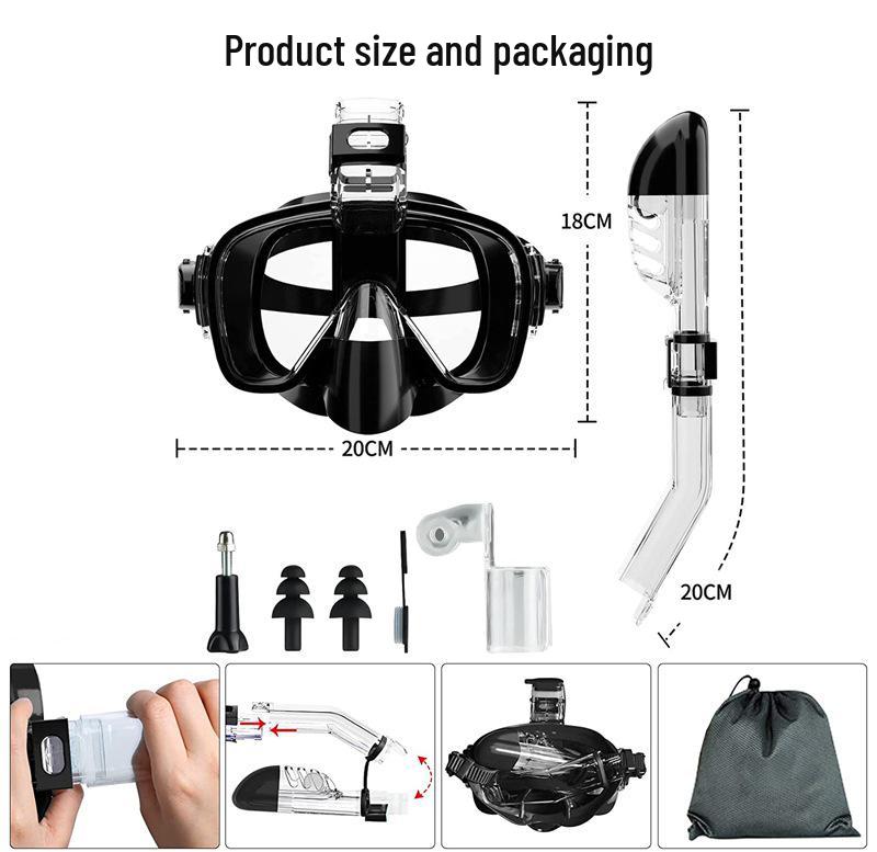Waterproof Anti-Fog Full Dry Diving and Snorkeling Mask for Adults and Children