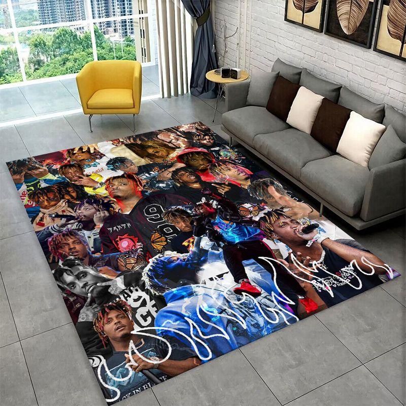 Retro Juice WRLD 999 Legend Rapper Star Carpet Rug for Bedroom Living Room Sofa Playroom Doormat Home Decor,Area Rug Non-slip