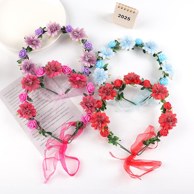 Rose Flower Wreath Headdress for Travel, Vacation, Bride & Bridesmaid
