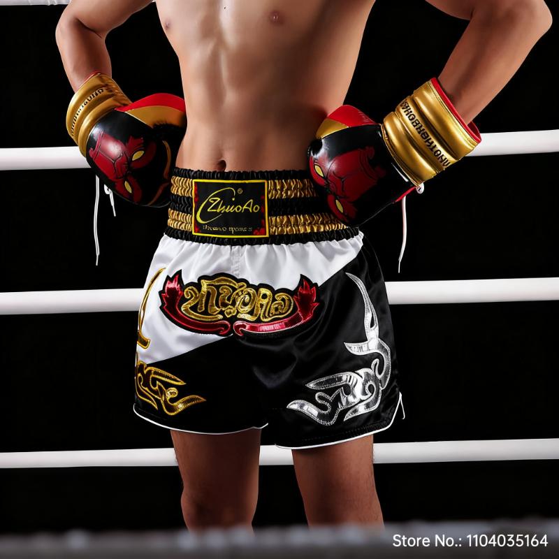 Muay Thai Shorts Boxing Fight Kickboxing Grappling Training Workout Gym Shorts for Men Women Kids Classic Thailand Boxing Pants