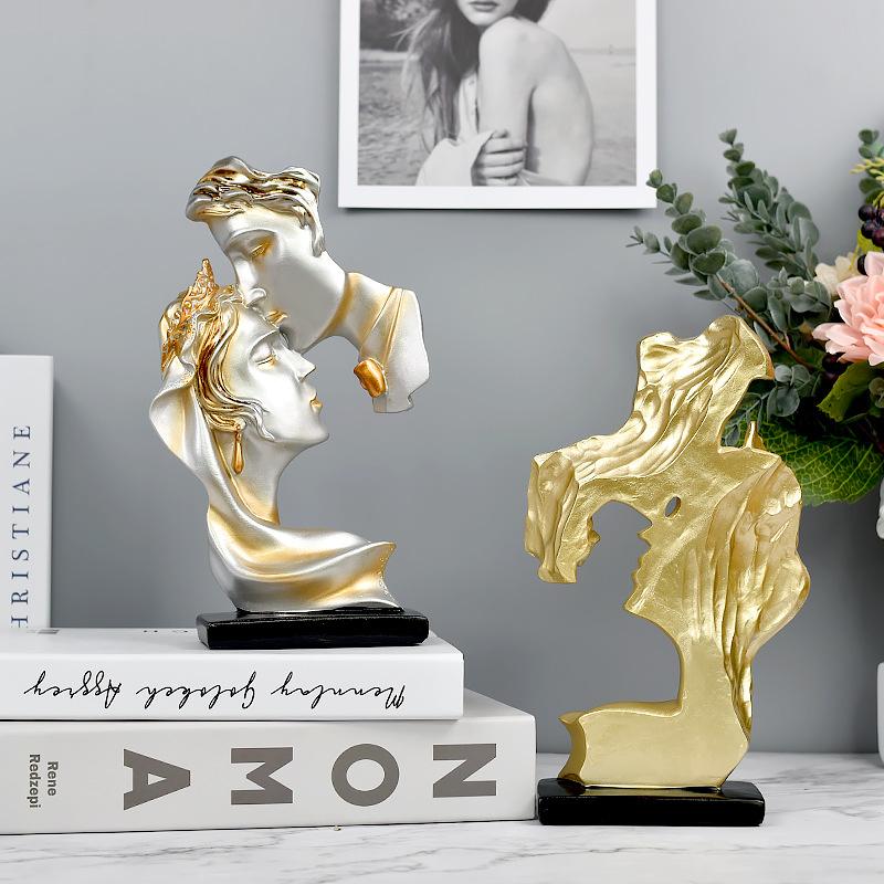Creative Kiss of Deep Affection Couple Statue - Resin Artwork - Decorative Piece for Home - Living Room Decoration - Gift Arrangement