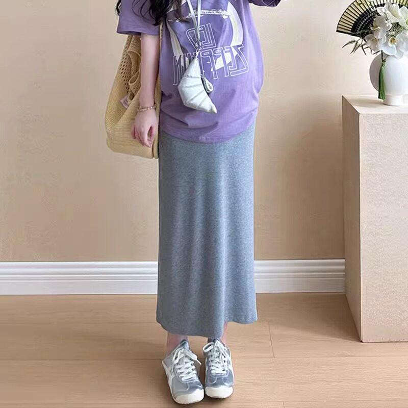 Summer 2026 Maternity Cotton T-shirt & Skirt Two-Piece Set XXL