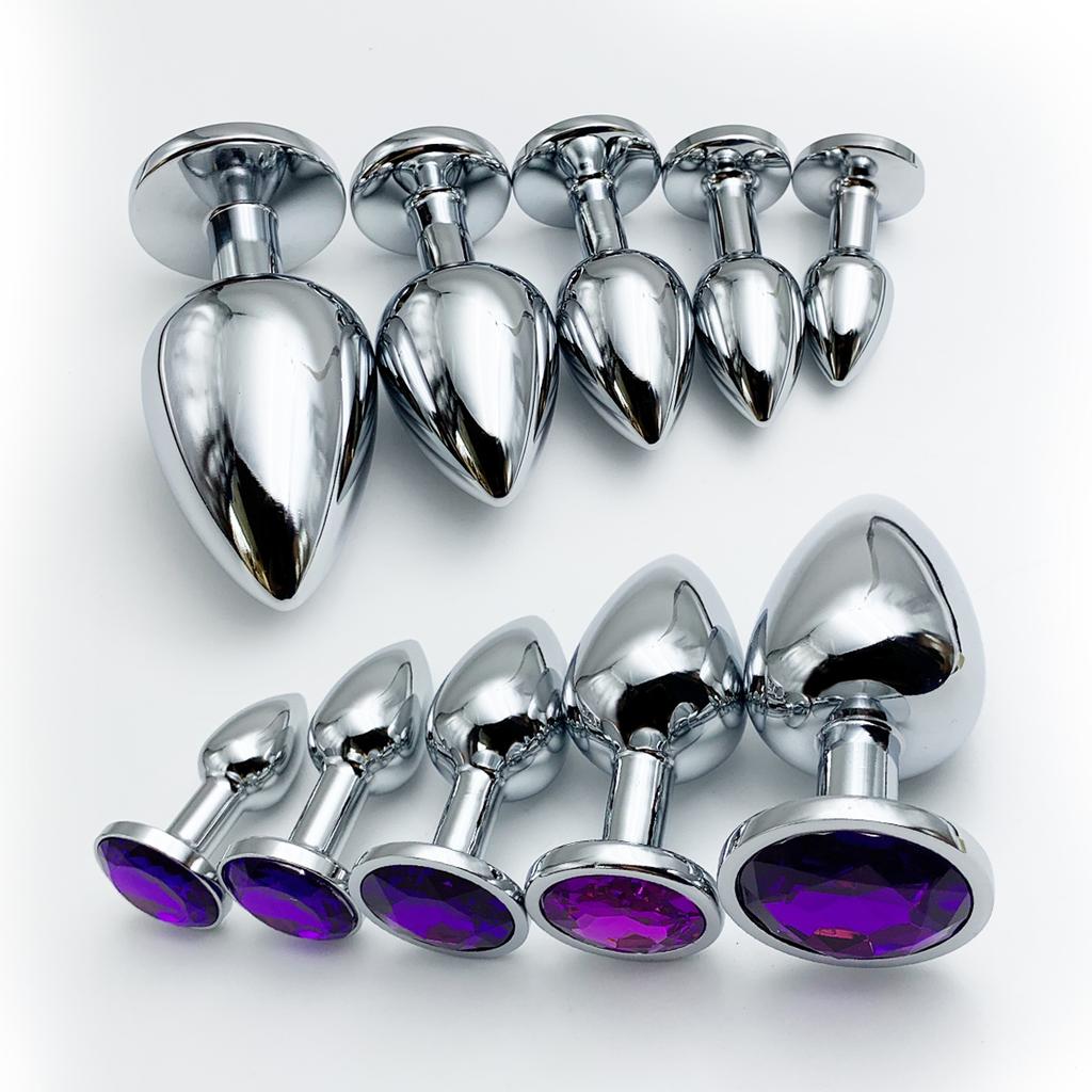 Joyería de Metal Plug Anal Base Principiante a Experto 5 Tamaños Plug Anal, Juguetes para Adultos Cola Dildos Femeninos/Masculinos Juguetes Sexuales Parejas Juego Adultos