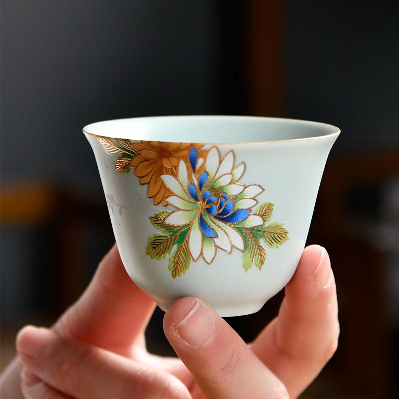 Elegant Azure Ru Kiln Ceramic Kung Fu Tea Set (12 Tea Cups & Tea Wash)