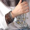 5pcs/set Punk Natural Wood Bracelet New Design Men's Bangle Vintage Wood Beaded Bracelet  Gift