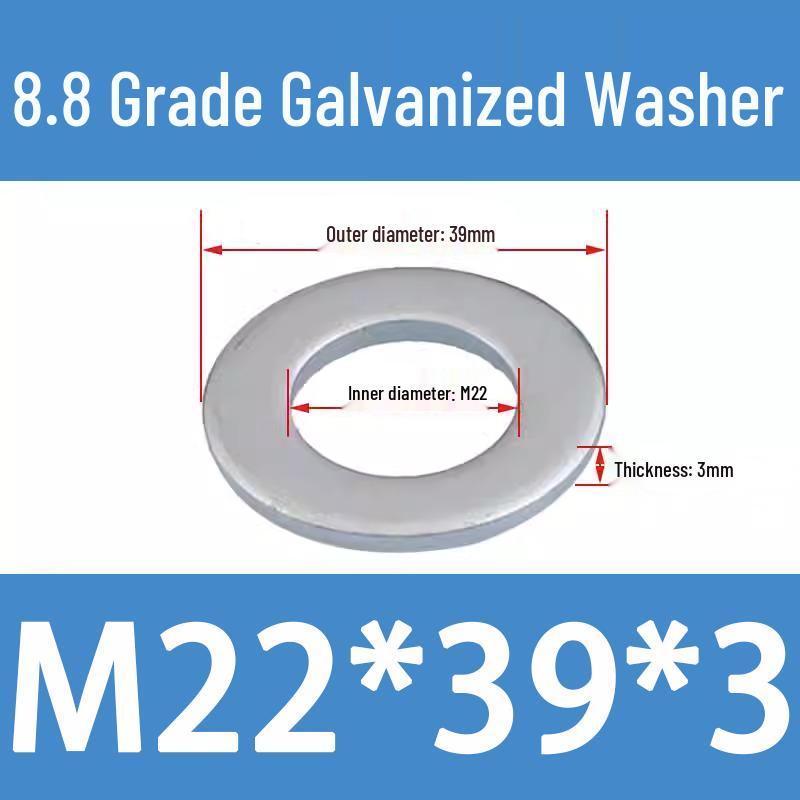 8.8 High-Strength Blackened Metal Flat Washer Spacer, Galvanized and Thickened, Sizes: M3-M12.